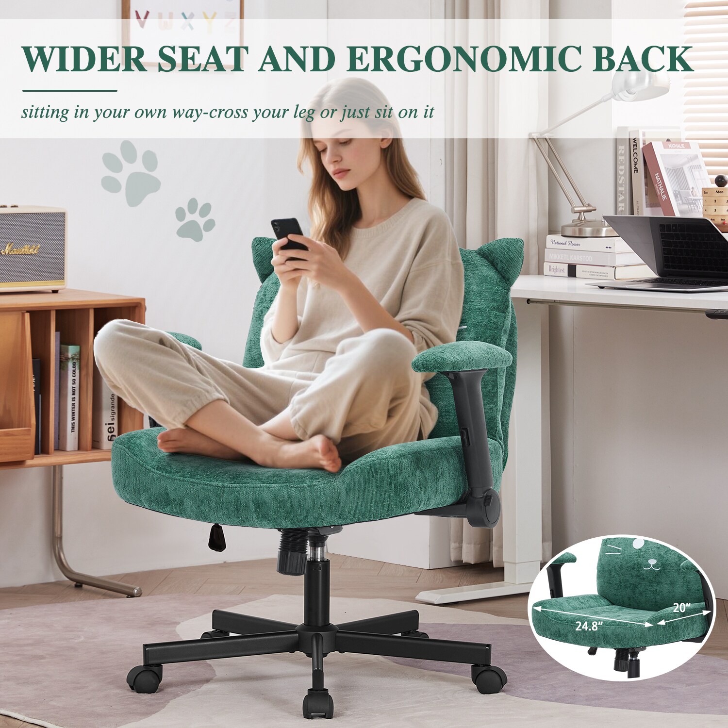Cross-legged Office Chair With Wheels And Arms For Home Office_voghion.com